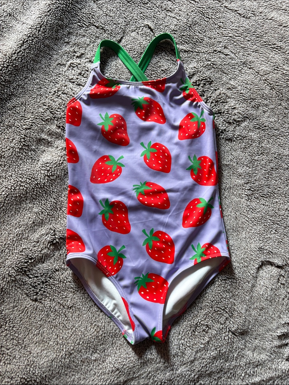 Mini Boden Strawberry Print One-Piece Swimsuit - size 7-8